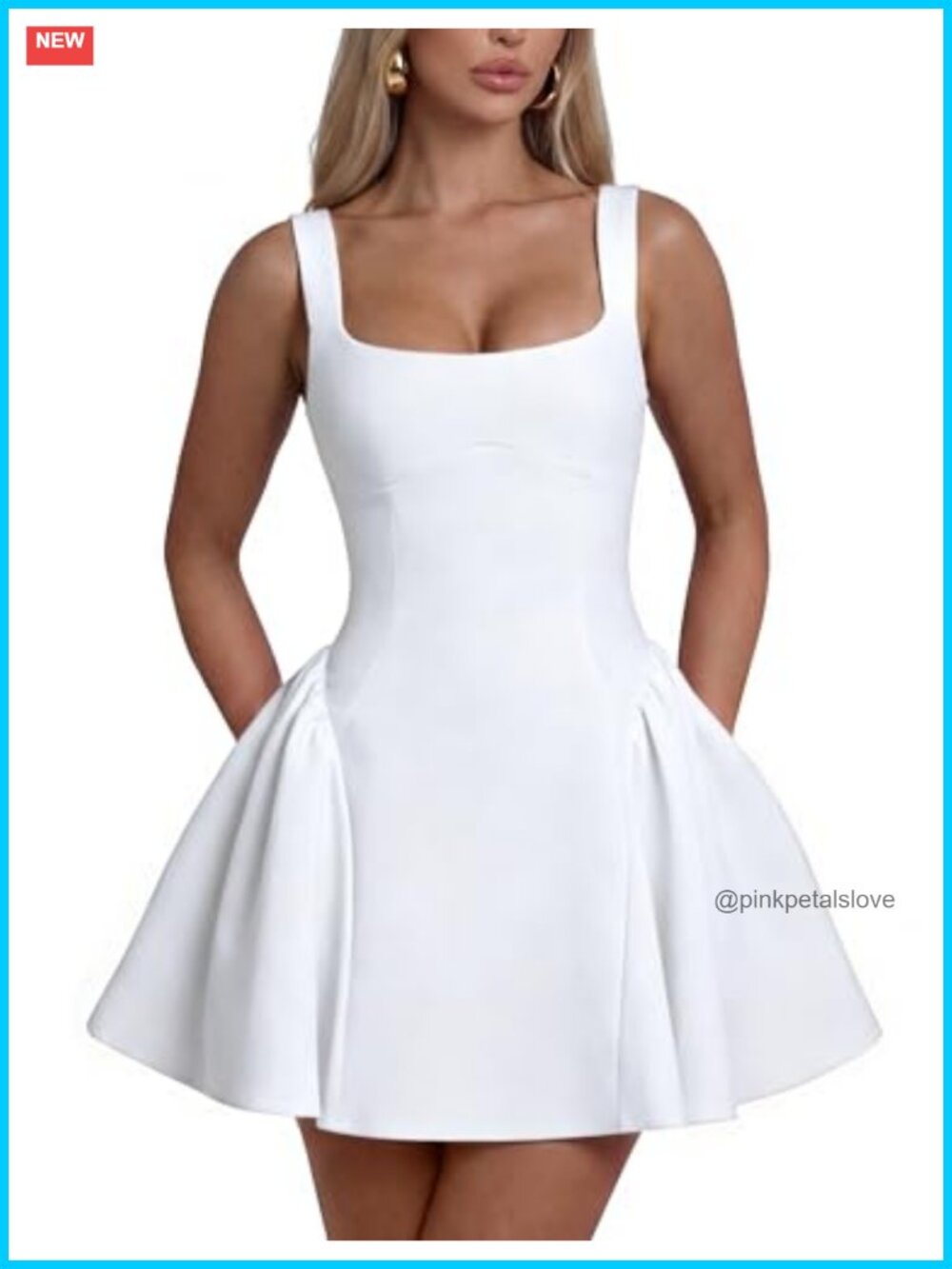 Sleeveless Square Neck A-Line Mini Party Prom Dress Polyester Spandex